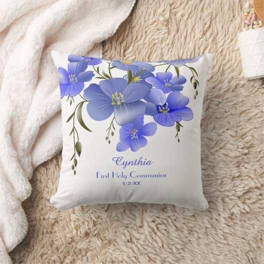 第一聖餐式フローラ パーソナライズされた クッション (ブランケット)