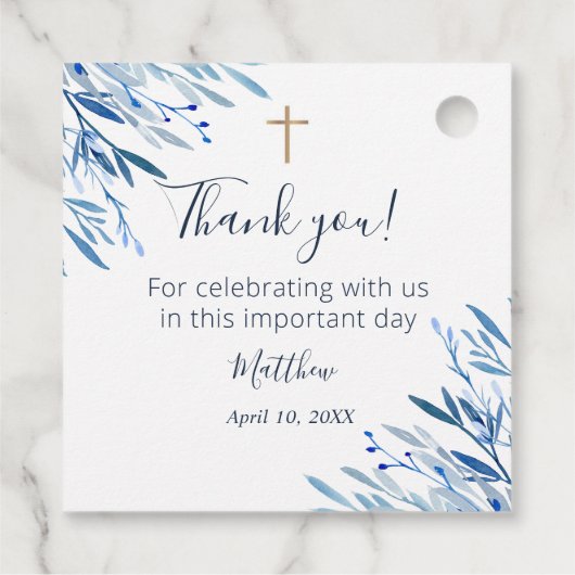 第一聖餐式ブルーグリーンメッセージカード フェイバータグ (裏面)