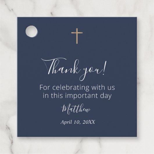 第一聖餐式ブルーグリーンメッセージカード フェイバータグ (正面)