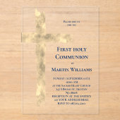 第一聖餐式ホイルフェイククロス アクリル招待状 (正面)