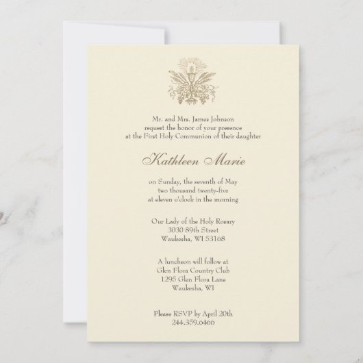 第一聖餐式ヴィンテージフローラ 招待状 (裏面)