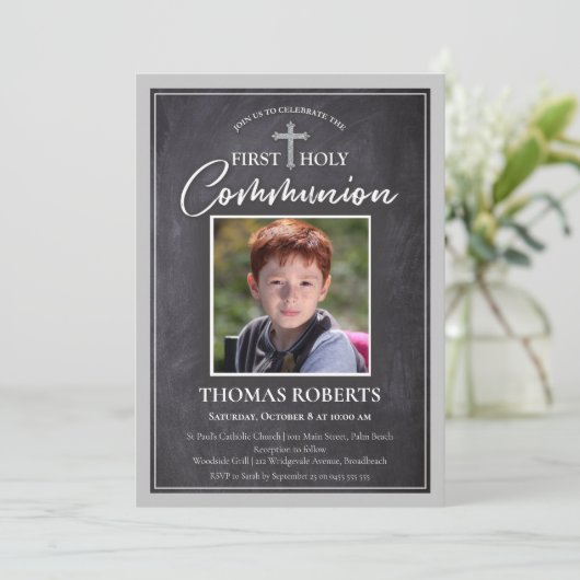 第一聖餐式招待状 | 黒板と写真1 招待状 (スタンド正面)