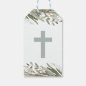 第一聖餐式葉でかわいいスペインの緑の ギフトタグ (裏面)
