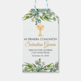 第一聖餐式葉でかわいいスペインの緑の ギフトタグ