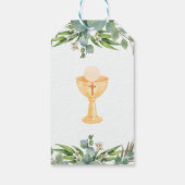 第一聖餐式葉でかわいいスペインの緑の ギフトタグ (裏面)