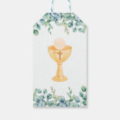 第一聖餐式葉でかわいい緑のスペインの ギフトタグ (裏面)