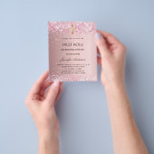 第一聖餐式赤面ピンクの女の子予算招待 チラシ (手)