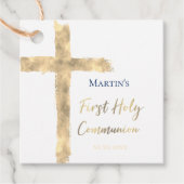 第一聖餐式金ゴールドフェイクフォイル聖十字架 フェイバータグ (正面)