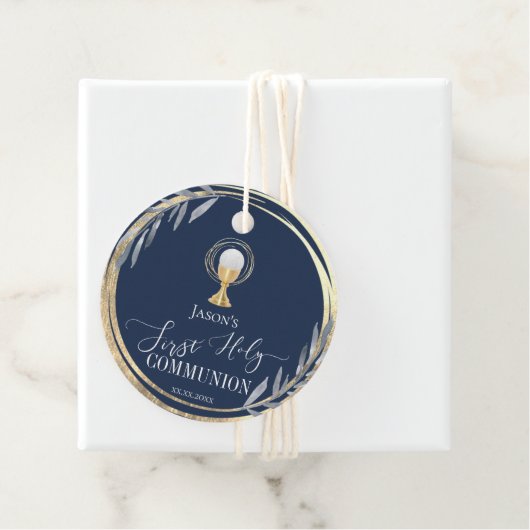 第一聖餐式 |ブルーとフェイク金ゴールド箔 フェイバータグ (インサイチュ)