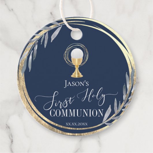 第一聖餐式 |ブルーとフェイク金ゴールド箔 フェイバータグ (正面)
