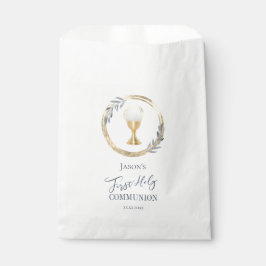 第一聖餐式 |ブルーとフェイク金ゴールド箔 フェイバーバッグ