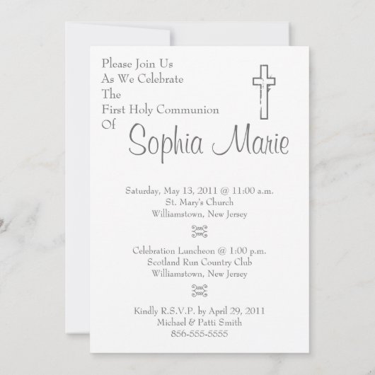 第一聖餐式 招待状 (裏面)