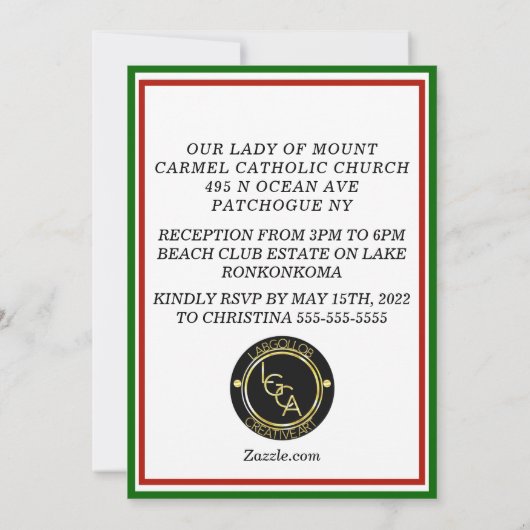 第一聖餐式 招待状 (裏面)