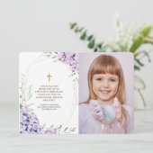 第一聖餐式 |薄紫フローラ幾何写真 サンキューカード (スタンド正面)