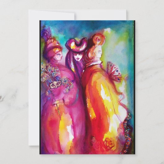 第三のマスク ,仮面舞踏会, ゴールド 赤 黄 青 案内状 (正面)