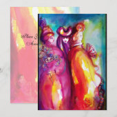 第三のマスク ,仮面舞踏会, ゴールド 赤 黄 青 案内状 (正面/裏面)