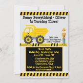 第三誕生日イエローダンプトラック建築 招待状 (正面)