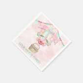 第三誕生日ホットエアバルーンミントピンクピーチ スタンダードカクテルナプキン (角)