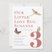 第三誕生日ラブバグベビーガール招待状 招待状 (正面)