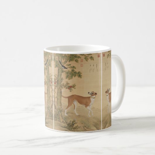 第中国の1747条犬の鳥花の模様 コーヒーマグカップ (正面右)