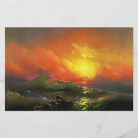 第九波 (赤い夕陽の荒海) 便箋 (正面)