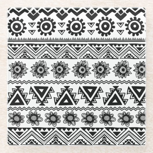 第二の部族の民族的な、シームレスなパターン。 ガラスコースター (正面)