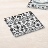 第二の部族の民族的な、シームレスなパターン。 スクエアペーパーコースター (アングル)