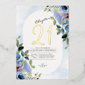 第二十一章青フローラ二十一歳金ゴールド 箔招待状