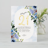 第二十一章青フローラ二十一歳金ゴールド 箔招待状