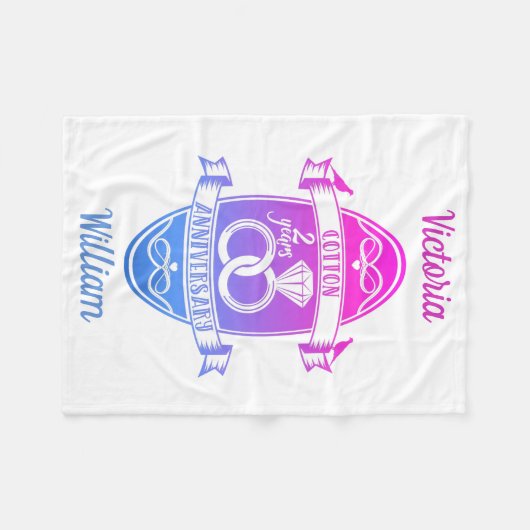 第二回結婚記念コットン伝統的 フリースブランケット (正面(横))