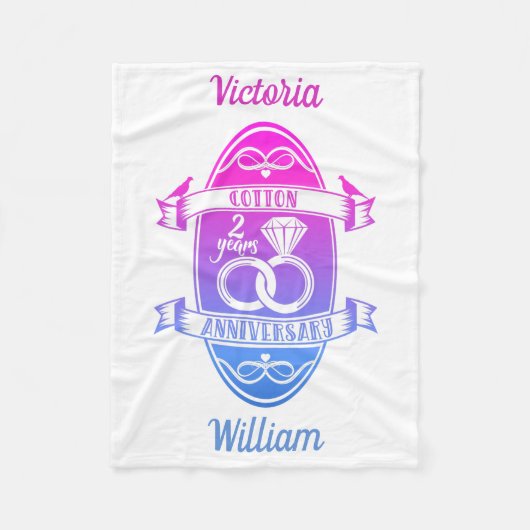 第二回結婚記念コットン伝統的 フリースブランケット (正面)