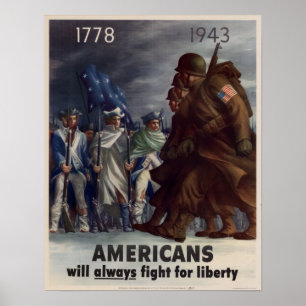 第二次世界大戦のアメリカ人、自由のために戦う ポスター