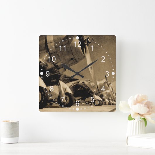 第二次世界大戦のダグラスSBDのDauntless爆撃機の飛行機 スクエア壁時計 (ホーム)