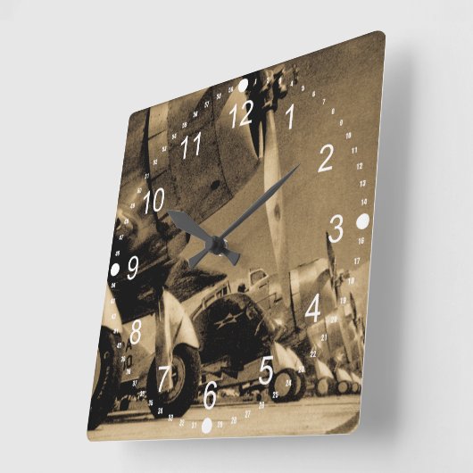 第二次世界大戦のダグラスSBDのDauntless爆撃機の飛行機 スクエア壁時計 (傾斜)
