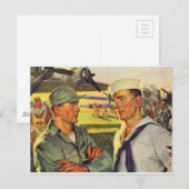 第二次世界大戦の兵士がセーラーと出会う ポストカード (正面/裏面)