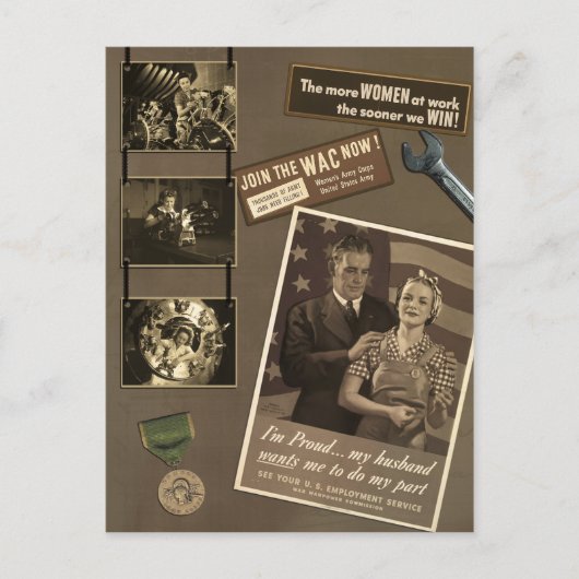 第二次世界大戦の女性労働者 ポストカード (正面)