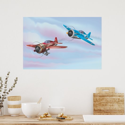 第二次世界大戦の戦闘機 ポスター (キッチン)