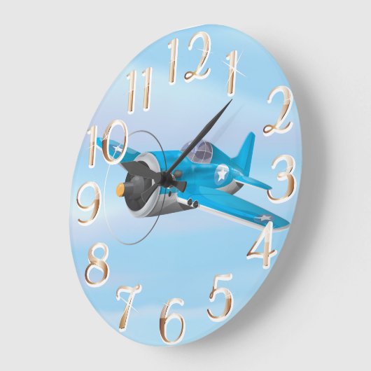 第二次世界大戦の戦闘機 ラージ壁時計 (傾斜)