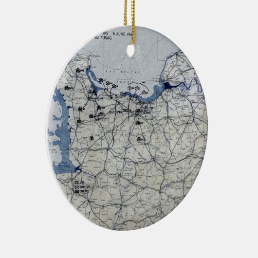 第二次世界大戦の攻撃開始日の地図1944年6月6日 セラミックオーナメント (右)