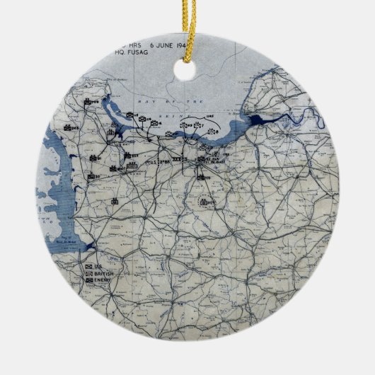 第二次世界大戦の攻撃開始日の地図1944年6月6日 セラミックオーナメント (正面)