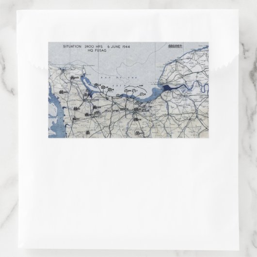 第二次世界大戦の攻撃開始日の地図1944年6月6日 長方形シール (バッグ)