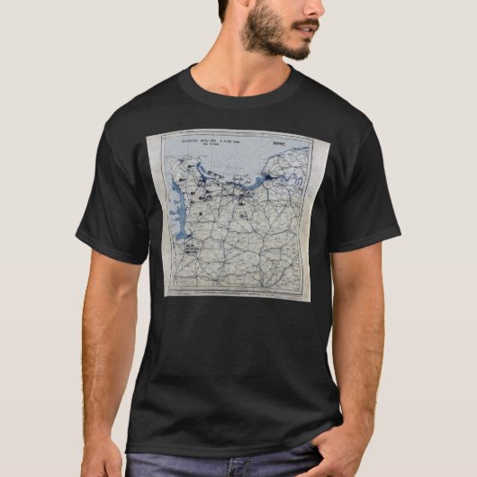 第二次世界大戦の攻撃開始日の地図1944年6月6日 Tシャツ (正面)