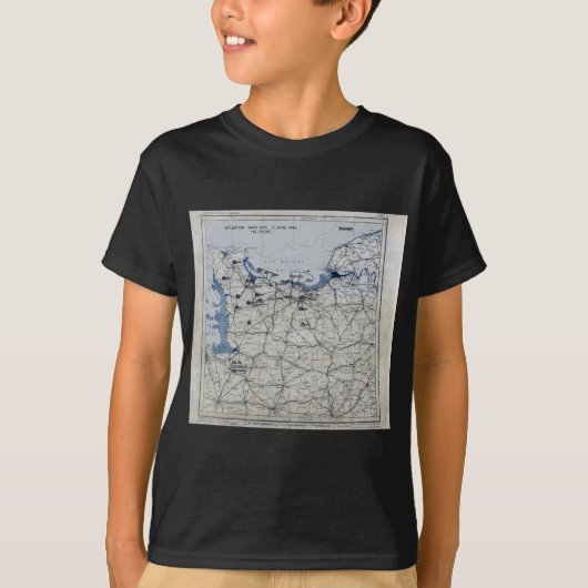 第二次世界大戦の攻撃開始日の地図1944年6月6日 Tシャツ (正面)