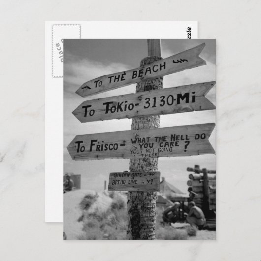 第二次世界大戦の海上に向けたユーモアのサイン ポストカード (正面/裏面)