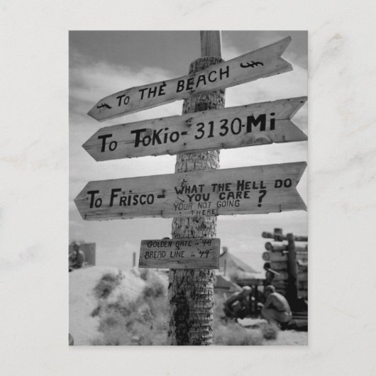 第二次世界大戦の海上に向けたユーモアのサイン ポストカード (正面)