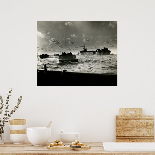 第二次世界大戦の米海兵隊が硫黄島を攻撃 ポスター (キッチン)