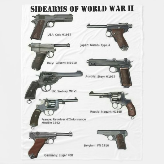 第二次世界大戦の脇腕 フリースブランケット (正面)