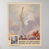 第二次世界大戦の自由の防衛が工場で始まる ポスター (正面)