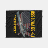 第二次世界大戦の軍艦Uss Iowa &第2次世界大戦Bb-61 Batt フリースブランケット (正面(横))