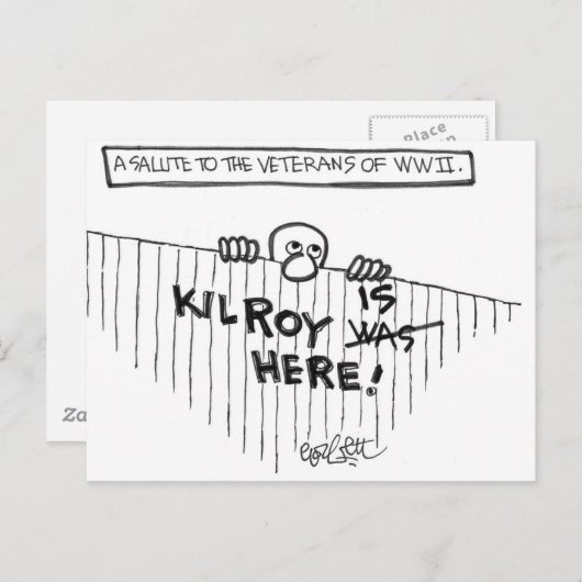 第二次世界大戦の退役軍人への敬礼（キルロイ） ポストカード (正面/裏面)